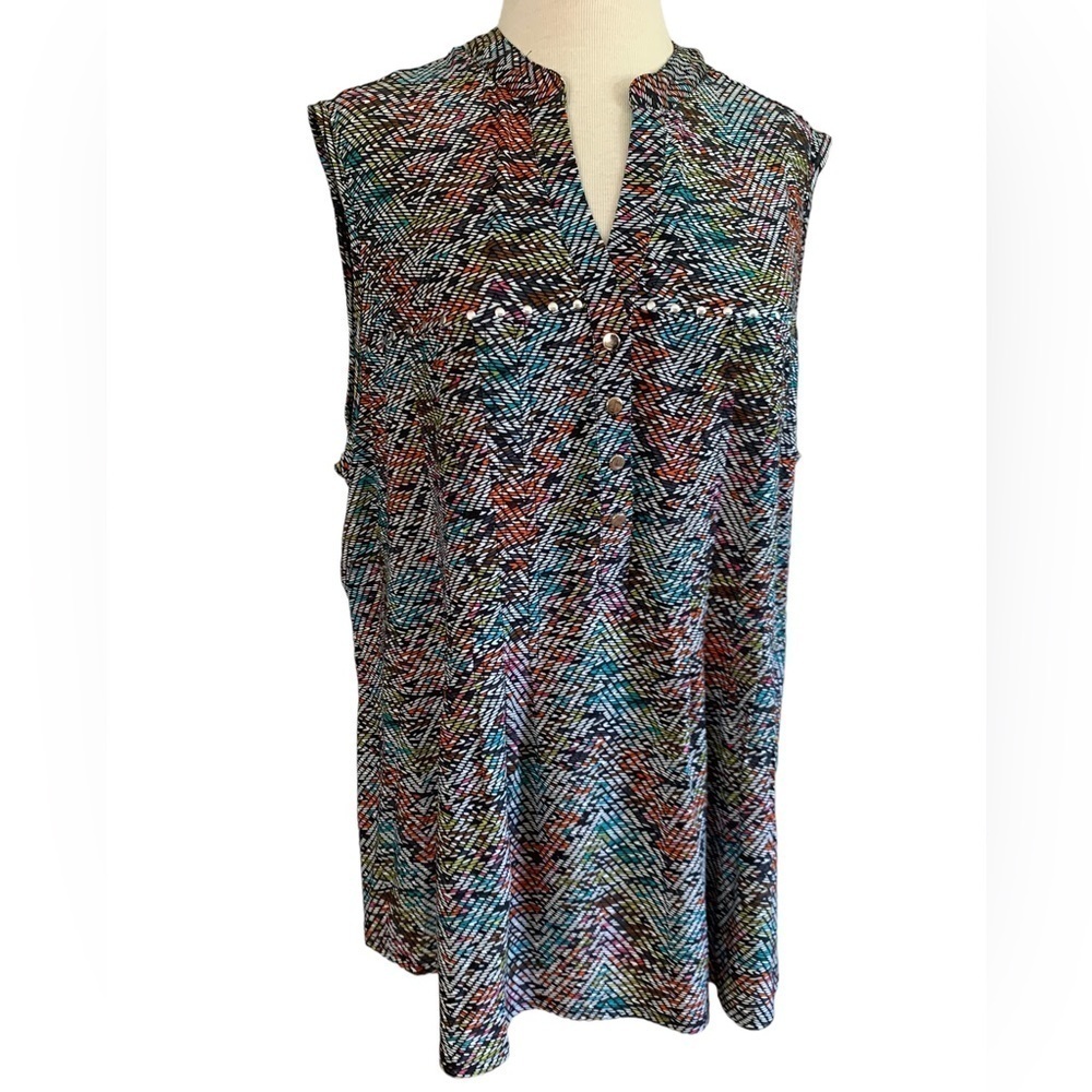 COCOMO 3X Plus size multicolored sleeveless women’s Blouse top shirt - Picture 4 of 13